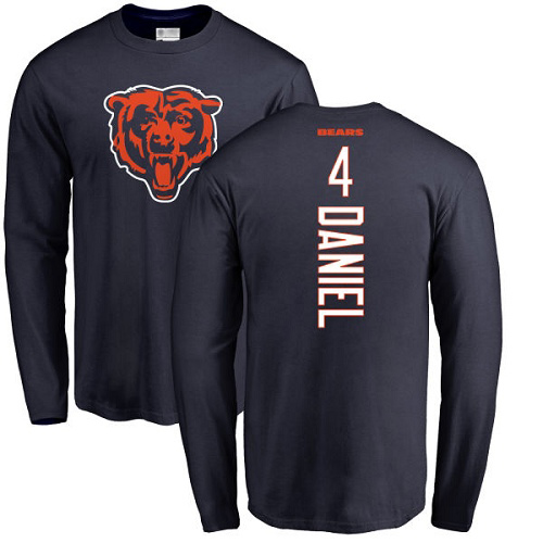 Chicago Bears Men Navy Blue Chase Daniel Backer NFL Football #4 Long Sleeve T Shirt